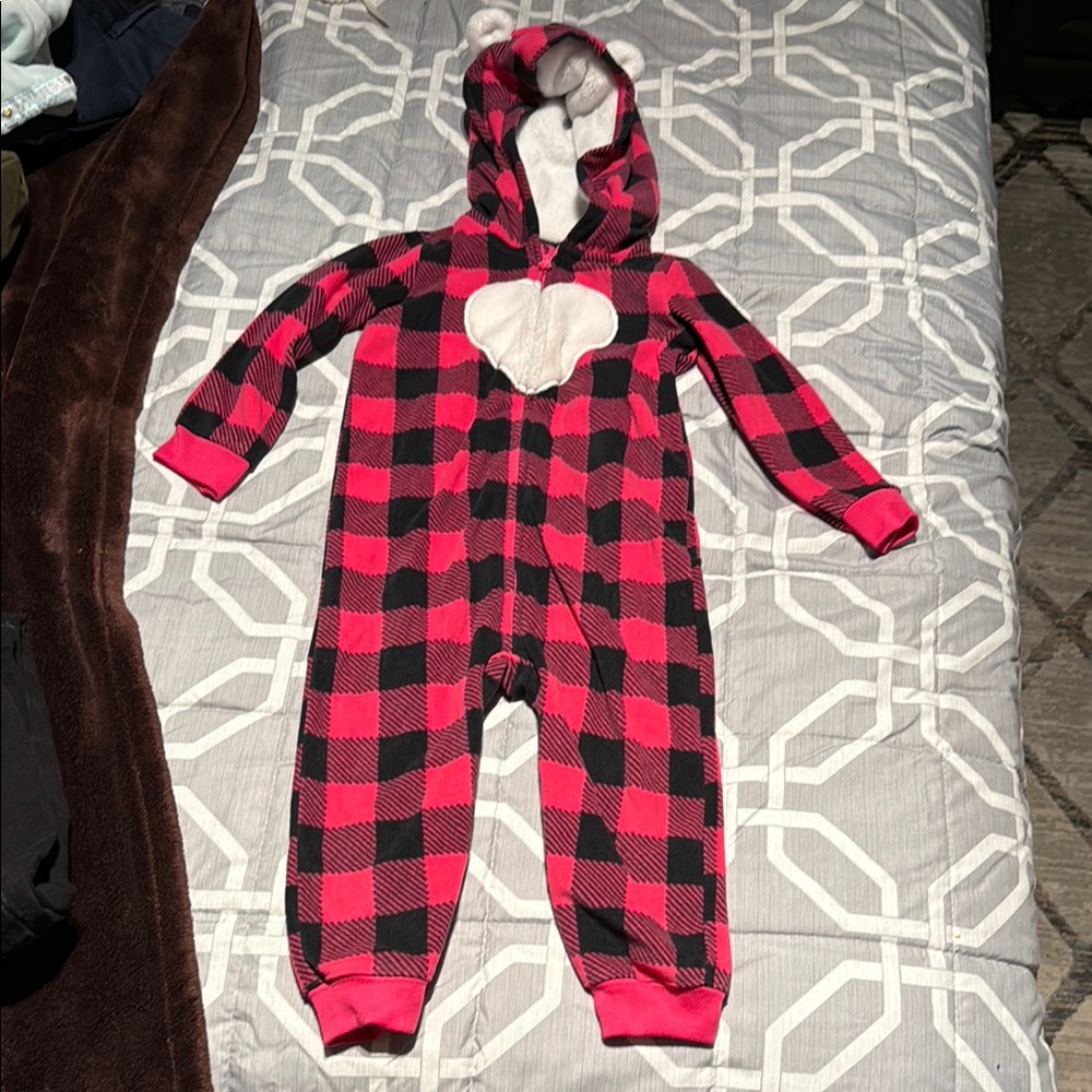 Carter's Pink and Black Plaid Hooded Onesie